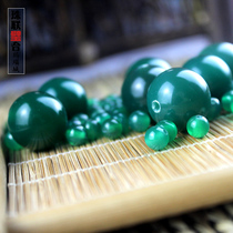 Fuxin natural green agate DIY handmade original scattered beads accessories ladies jewelry large round Buddha head