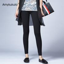 Pure black leggings women wear spring thin stretch nine-point pants Fat MM thin Korean version of high-waisted pants