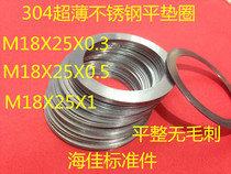 304 Ultra-thin STAINLESS STEEL FLAT WASHER M18X22 25X0 1 0 2 0 3 0 5 1MM SMALL OUTER DIAMETER FLAT WASHER