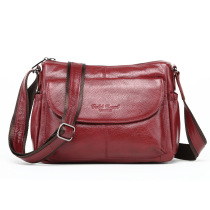 Golden coral crossbody womens bag Middle-aged womens bag shoulder bag first layer cowhide mother bag genuine leather womens satchel