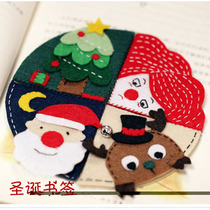 New spread cloth non-woven fabric DIY material package 4 Christmas bookmarks non-woven stationery full