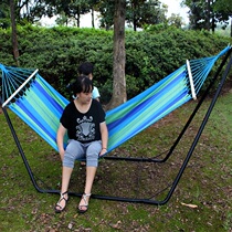 Outdoor Camping Portable Tree Plus Coarse Anti-Side Turning Single Canvas Yard Casual Field Picnic Beach Hammock