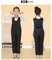 Childrens down pants boys and girls down back straps thick baby down pants baby cotton pants inside and outside