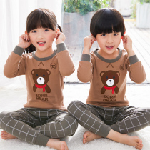 Spring and autumn childrens autumn clothes Autumn pants suit Boy and girl cotton baby warm underwear Large childrens cotton pajamas