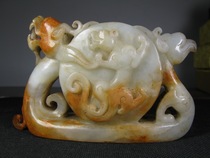 Han Shengkeng Hetian white jade High relief four gods and beasts large ornament Ancient jade Old Jade Bao Lao Hetian Jade Jade friends high ancient jade