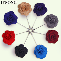 IFSONG mens suit brooch male groom wedding Korean fashion Camellia accessories corsage buckle pin