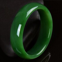 Xinjiang Hetian Jasper bracelet spinach green Kunlun Jasper bracelet natural A-goods wide version flat strip round