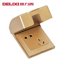 Delixi luxury gold bathroom bathroom kitchen waterproof switch socket set splash proof box with socket five holes