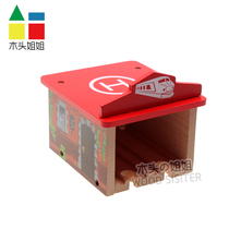 Wood sister beech wood multi-function double Road garage with wooden track compatible with IKEA small train toy boy