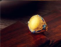 Silver gold-plated * Filament inlay enamel * Beeswax * Live Ring Ring * Court retro mens and womens ring * Fashion ring