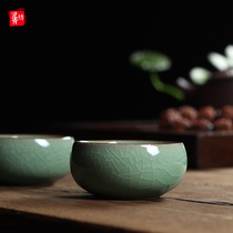 Gongfu tea cup Ceramic tea cup Tea set cup Longquan Celadon Ge Kiln Ice crack tea cup Tea cup Single cup