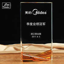 Golden horn custom crystal medal Dealer franchise card Crystal authorization card Crystal trophy medal custom