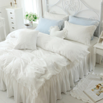 Fairy white cotton cotton bedding set lace princess wind bed sheet girl heart 1 8m bed skirt