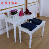 Wrought iron clothing store display rack clothing store solid wood running water table clothing rack high and low table table shoe bag display cabinet