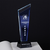 Team pioneer crystal trophy custom sales Champion honor Competition trophy custom free lettering medal production