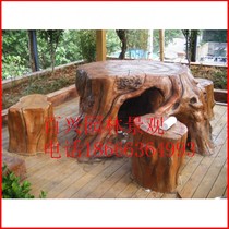 Cement imitation wood table and chair bench bench imitation wood grain Pier wooden stool courtyard indoor table and chair stone bench ornaments pergola