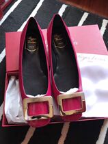 roger vivier rose red u buckle classic buckle flat bottom Italian staff discount last few pairs