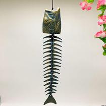 Flat mouth fish metal antique southern cast iron hanging decoration ornaments doorbell rattles Wind chimes Decorative wrought iron