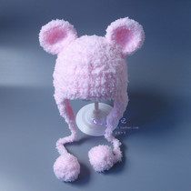 Baby velvet ear protection hat winter mens and womens baby thickened hat Childrens cartoon ear wool Autumn and winter lace-up hat