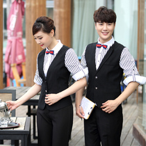 Hotel overalls autumn and winter womens KTV vest long sleeve Western restaurant Cafe waiter front desk cashier uniform