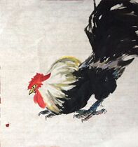 Pure hand-painted Chinese painting three feet Dou Fang Hall decoration Feng Shui painting Twelve Zodiac chicken auspicious Ruyi