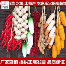 Simulation corn pepper garlic peanut vegetable skewer Simulation fruit hanging string Hotel farm house decoration stage props