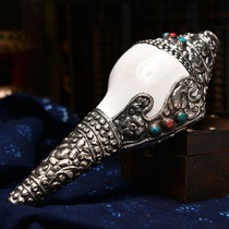 Buddhist products Nepal imported pure handmade copper snail inlaid gems can be played