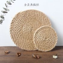 All Linen straw thickened home kitchen table anti-hot insulation mat quilt plate pan placemat