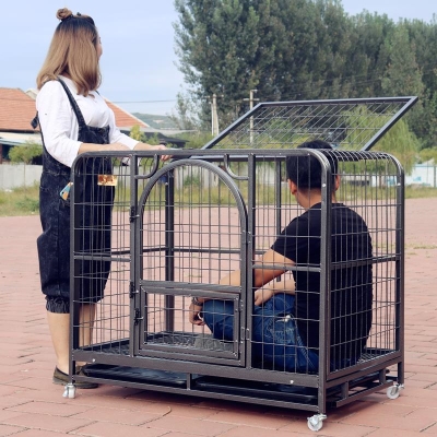 2019 dog cage Teddy small and medium-sized dog cage Samoyed with toilet indoor golden retriever bold square tube cage