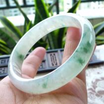 Mingkai Jade Myanmar old pit natural A goods jade ice glutinous species delicate floating flower dress jade bracelet 57 with certificate