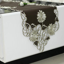 Embroidery hollow European atmosphere high-grade modern coffee table towel Coffee color embroidery TV cabinet fabric table flag new