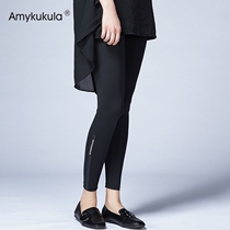 Quick-drying leggings Women wear close-fitting thin stretch repair spring and autumn large size womens high-waist printed fitness sweatpants