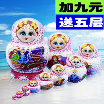 Matryoshka imported 10-layer childrens puzzle holiday gift Basswood ten-layer traditional handicrafts 62