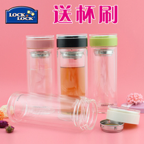Korean music button glass water cup female portable tea cup cute household with lid simple fresh forest