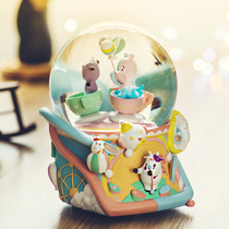 jarll Crystal Ball Music Box Music Box music box to send girls Childrens Day birthday gifts cute fun playground with lights