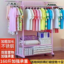 Floor-to-ceiling drying rack parallel bar folding cool hanger indoor telescopic household hanger balcony simple outdoor drying rack