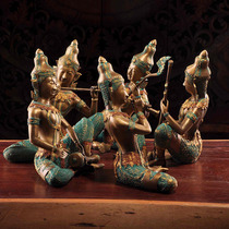Thai crafts music figurines bronze decoration ornaments Southeast Asian features bronze figures statues home accessories