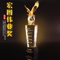 Large Metal Trophy Customized Crystal Trophy Premium Awards Celebration Business Gift Souvenir Group Eagles