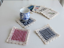 Cotton and hemp creative coaster small placemat insulation pad 4 layers of fabric plus lace special price 1 1 yuan a