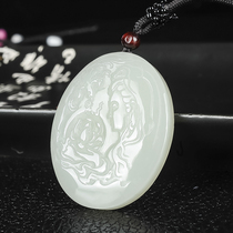 Because of jade Xinjiang Hetian Jade Guanyin pendant male Phoenix Guanyin hanging jade Pei send certificate