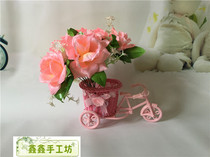 Rattan small tricycle wedding craft gift high-grade modern fashion creative home furnishings pastoral small flower