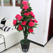 High-end Rich And Expensive Home Mall Hotel Potted Ground Decoration Landing Floral Green Peony Plant Emulation Tree Planting