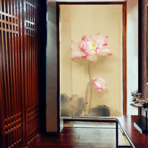 Chinese style creative lotus door curtain Feng shui curtain custom restaurant teahouse decoration bedroom partition hanging curtain air conditioning high-end