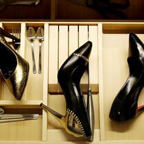 Korea Artisanal custom light lavish feminity Taste Splicing Golden Weave Pointed Sexy Fine Heels