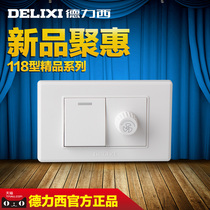 Delixi 118 socket one open dual control speed regulation with switch single open ceiling fan adjustment wall panel