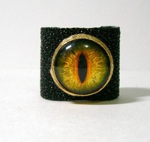 Canada Dragon ㊣ handmade limited edition goth punk animal evil eye leather ring