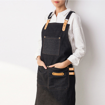 Belt Chinese restaurant Coffee shop shoulder denim apron Mens and womens nail art Floral baker bookstore overalls logo