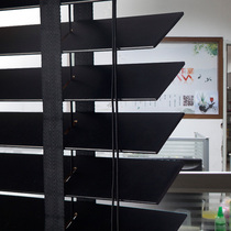 Russian imported basswood electric pure black solid wood Louver Curtain living room bedroom kitchen dining room study