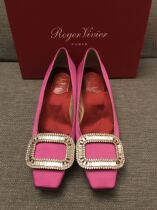 roger vivier spring shallow mouth square head satin shoes 4 5 cm domestic spot 37 yards