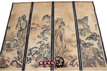 Antique Calligraphy and painting Chinese painting Mural Zhongtang Painting Calligraphy Tang Yin Four Seasons painting Four screens Ancient paintings decorative paintings mounted